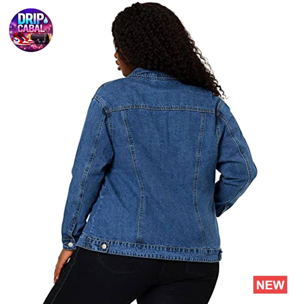 Plus Size Denim Jacket Button Front Western Stret… - image 5